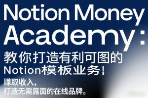 Notion Money Academy:教你打造有利可图的Notion模板业务,賺取收入,打造无需露面的在线品牌-淘金日记
