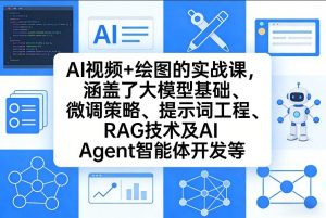 AI视频+绘图的实战课,涵盖了大模型基础、微调策略、提示词工程、RAG技术及AI Agent智能体开发等-淘金日记