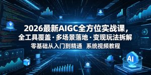 2026最新AIGC全方位实战课，全工具覆盖・多场景落地・变现玩法拆解，零基础从入门到精通系统视频教程-淘金日记