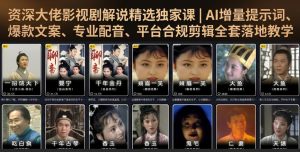 资深大佬影视剧解说精选独家课｜AI增量提示词、爆款文案、专业配音、平台合规剪辑全套落地教学-淘金日记
