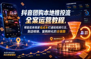 抖音团购本地推投流全案运营教程，帮助实体商家低成本打通短视频引流、到店核销、复购转化的全链路-淘金日记