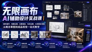 无限画布AI辅助设计实战课|画布操作、线稿出图、白模渲染、毛坯出图、AI改图全流程,从概念草图到成品视觉一站式教学-淘金日记