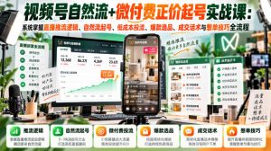 视频号自然流+微付费正价起号实战课：系统掌握直播推流逻辑、自然流起号、低成本投流、爆款选品、成交话术与憋单技巧全流程-淘金日记