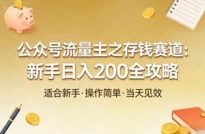 公众号流量主之存钱赛道,贴合当下需求,适合新手,一天收益2张-淘金日记