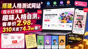 搭建人格测试网站在小红书做趣味人格自测，客单价2.98，310天卖了4.3w单！-淘金日记