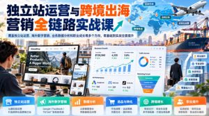 独立站运营与跨境出海营销全链路实战课,覆盖独立站运营、海外数字营销、业务数据分析和职业成长等多个方向,零基础到实战全面提升-淘金日记