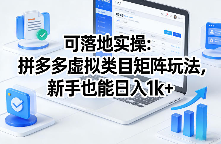 可落地实操：拼多多虚拟类目矩阵玩法，新手也能日入1k+【揭秘】-淘金日记