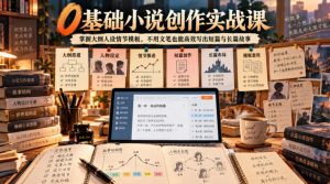 0基础小说创作实战课｜掌握大纲人设情节模板，不用文笔也能高效写出短篇与长篇故事-淘金日记