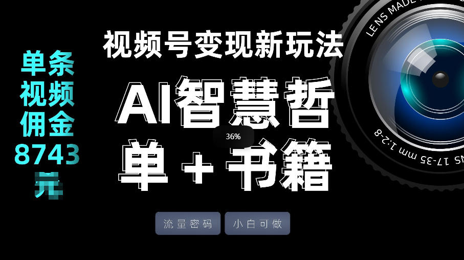 视频号流量密码，变现新玩法-AI智慧哲单＋书单，单条视频佣金8743米-淘金日记