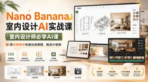 Nano Banana室内设计AI实战课，室内设计师必学AI课，用无限画布快速出效果图、做设计视频-淘金日记
