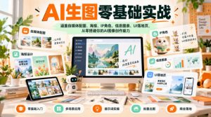AI生图零基础实战,涵盖自媒体配图、海报、IP角色、信息图表、UI落地页,从零搭建你的AI图像创作能力-淘金日记
