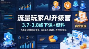 流量玩家AI升级营(3.7-3.8线下课和资料),从基础认知到商业变现、百业融合全拆解,纯干货无废话-淘金日记