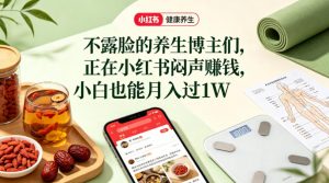 小红书健康养生科普图文赛道,不露脸的养生博主们,正在小红书闷声賺钱,小白也能月入过1W-淘金日记