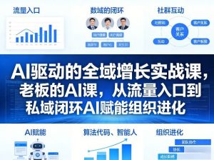 AI驱动的全域增长实战课,老板的AI课,从流量入口到私域闭环AI赋能组织进化(26年3月12-14日)-淘金日记