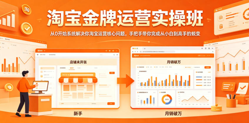 淘宝金牌运营实操班，从0开始系统解决你淘宝运营核心问题，手把手带你完成从小白到高手的蜕变-淘金日记