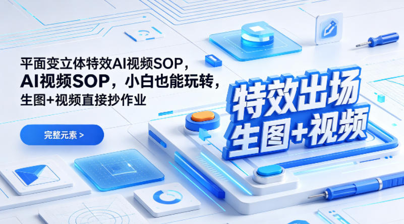 (特效出场)平面变立体特效AI视频SOP,小白也能玩转,生图+视频直接抄作业
