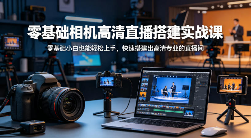 零基础相机高清直播间搭建实战课，小白也能轻松上手，快速搭建出高清专业的直播间-淘金日记