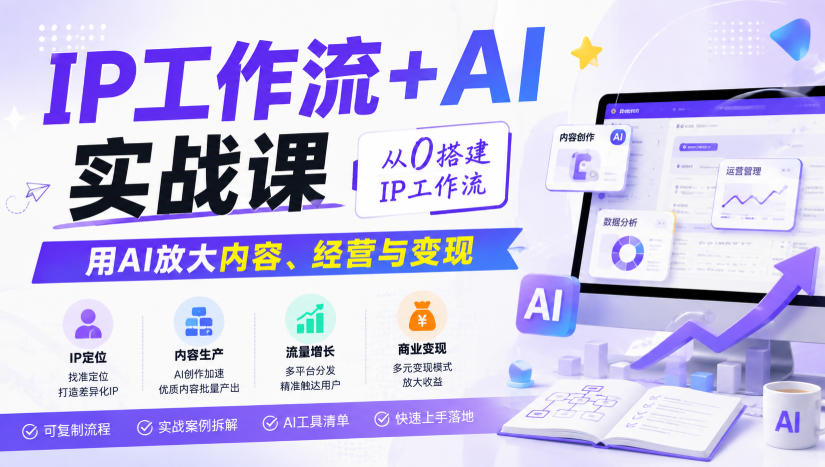 IP工作流+AI实战课，从0搭建IP工作流，用AI放大内容、经营与变现-淘金日记