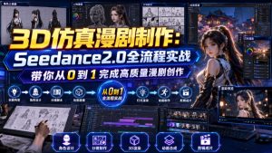 3D仿真漫剧制作：Seedance2.0全流程实战，带你从0到1完成高质量漫剧创作-淘金日记
