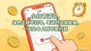 小红书评论,绿色正规不封号,零碎时间就能做,一天几十上百不是问题【揭秘】-淘金日记