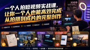 一个人拍短视频实战课,让你一个人也能高效完成从拍摄到成片的完整创作-淘金日记
