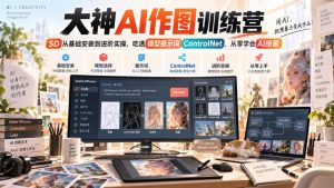 大神AI作图训练营,SD从基础安装到进阶实操,吃透模型提示词ControlNet,从零学会AI绘画-淘金日记