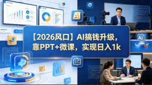 【2026风口】AI搞钱升级,靠PPT+微课,实现日入1k-淘金日记