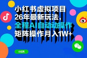 小红书虚拟项目26年最新玩法,全程AI自动操作,矩阵操作月入1W+【揭秘】-淘金日记