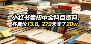 小红书卖初中全科目资料,客单价13.8,279天卖了20w-淘金日记