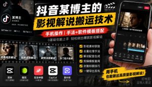 抖音某博主的影视解说搬运技术，手机操作，手法+软件模板搭配-淘金日记