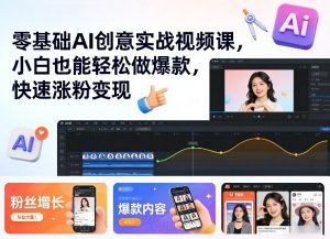 零基础AI创意实战视频课，小白也能轻松做爆款，快速涨粉变现-淘金日记