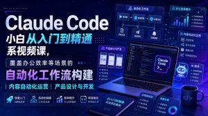 Claude Code小白从入门到精通系视频课,覆盖办公效率等场景的自动化工作流构建|内容自动化运营|产品设计与开发-淘金日记