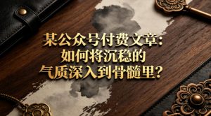 某公众号付费文章:如何将沉稳的气质深入到骨髓里?-淘金日记