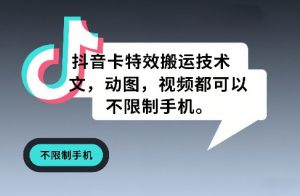 抖音卡特效搬运技术，图文，动图，视频都可以，不限制手机-淘金日记