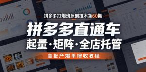 拼多多打爆班原创技术第60期,拼多多直通车,起量・矩阵・全店托管,高投产爆单增收教程-淘金日记