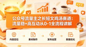 公众号流量主之长短文鸡汤赛道,流量稳+高互动,从0-1全流程讲解-淘金日记