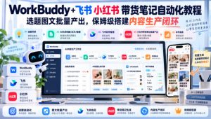 WorkBuddy+飞书小红书带货笔记自动化教程，选题图文批量产出，保姆级搭建内容生产闭环【文档】-淘金日记