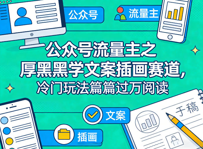 公众号流量主之厚黑学文案插画赛道，冷门玩法篇篇过万阅读-淘金日记
