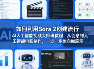 如何利用Sora 2创建流行AI人工智能视频大师班教程,从创意到人工智能电影制作,一步一步地向你展示-淘金日记