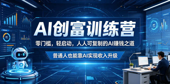 AI创富训练营，零门槛，轻启动，人人可复制的AI賺钱之道，普通人也能靠AI实现收入升级-淘金日记