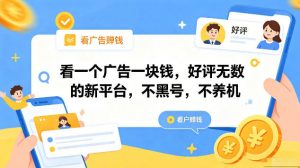 看一个广告一块钱,好评无数的新平台,不黑号,不养机,一部手机一天撸几十,可矩阵【揭秘】-淘金日记