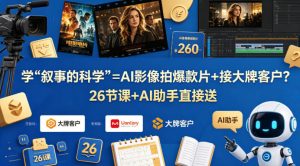 学《叙事的科学》=AI影像拍爆款片+接大牌客户?26节课+AI助手直接送【原创双语字幕】-淘金日记