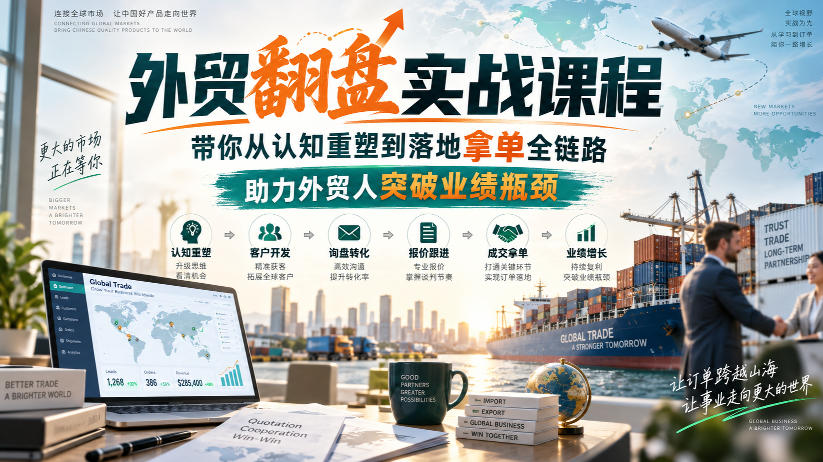 外贸翻盘实战课程，带你从认知重塑到落地拿单全链路，助力外贸人突破业绩瓶颈-淘金日记