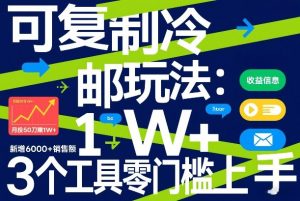 可复制冷邮件玩法:月投50刀賺1W+,新增6000+销售额,3个工具零门槛上手-淘金日记