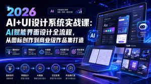 2026 AI+UI设计系统实战课：AI赋能界面设计全流程，从图标创作到商业级作品集打造-淘金日记