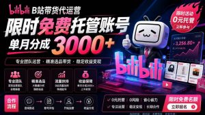 B站带货代运营项目,你只需提供账号,全程托管,轻松月入1w+【揭秘】-淘金日记