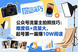 公众号流量主之拍照技巧赛道,难度低+流量大,起号第一篇就爆了10w阅读-淘金日记