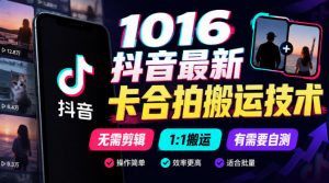 1016抖音最新卡合拍搬运技术，无需剪辑1:1搬运，有需要自测-淘金日记