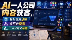 AI一人公司内容获客,轻松日更3条,多平台获客,一人公司化运营(更新)-淘金日记