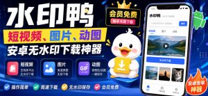 水印鸭–短视频/图片/动图无水印下载,更新支持抖音、快手,小红书,新增豆包、即梦ai、qq频道、视频号等共计20个平台-淘金日记